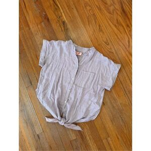 Scandal made in Italy Dainty Linen Tie Front Lavender Button Down Top Size L